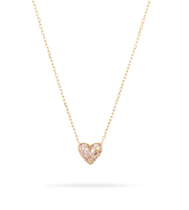 Adina Reyter - Pink Sapphire and Diamond Puffy Heart Necklace - 14KY
