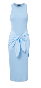 Veronica Beard - Odeon Tie-Front Ribbed Dress - Lake Blue