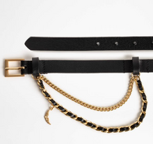 Load image into Gallery viewer, Zadig &amp; Voltaire - Rock Chain Leather Belt - Black/Gold
