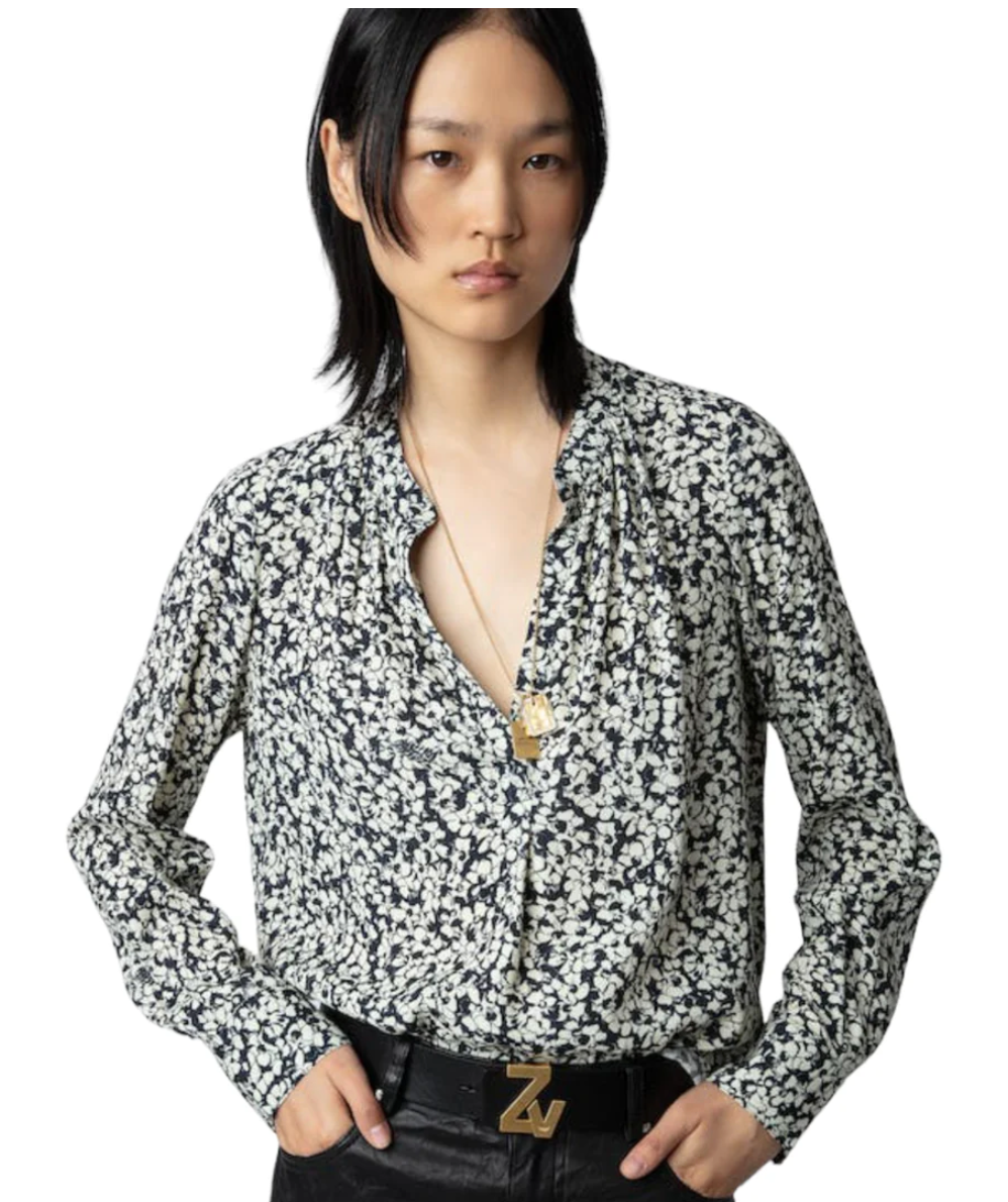 Zadig & Voltaire - Tink Crepe Floral Print Blouse - Vanille