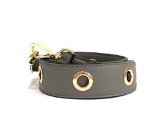 Grommet Faux Leather Crossbody Bag Strap - Gray/Gold
