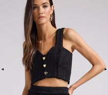 Load image into Gallery viewer, Generation Love - Mina Cropped Tweed Top - Black

