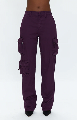 Pistola - Bobbie Mid Rise Loose Straight Leg Cargo Pant - Washed Aubergine