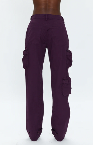 Pistola - Bobbie Mid Rise Loose Straight Leg Cargo Pant - Washed Aubergine