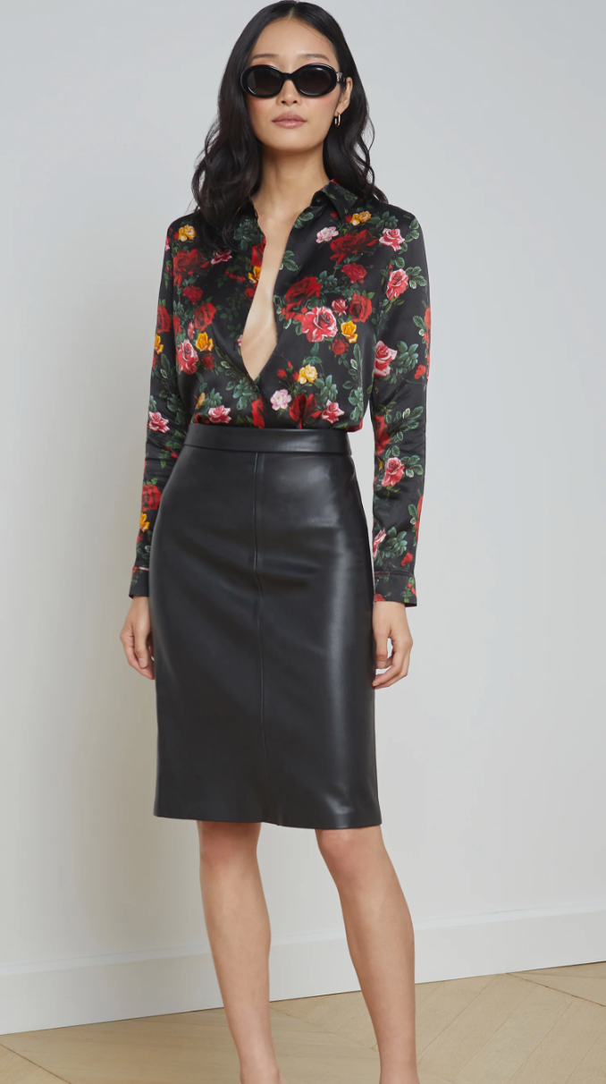 L'Agence - Rosa Faux Leather Pencil Skirt - Black