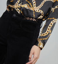 Load image into Gallery viewer, L&#39;Agence - Stevie Velvet Jean w Gold Chain Detail - Noir
