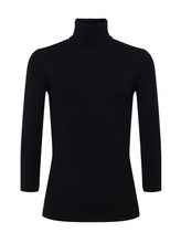 Load image into Gallery viewer, L&#39;Agence - Aja 3/4 Sleeve Turtleneck Top - Black
