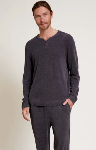 Barefoot Dreams - Men's CozyChic Henley Lounge Top - Carbon