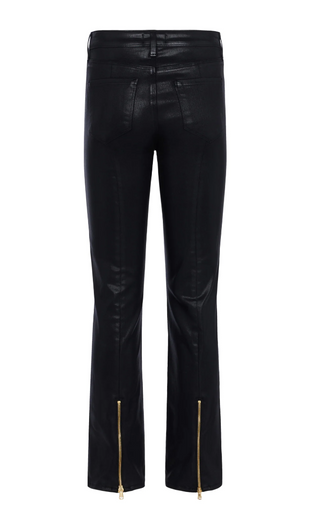 L'Agence - Ginny Coated Denim Straight Leg Jean - Noir Coated