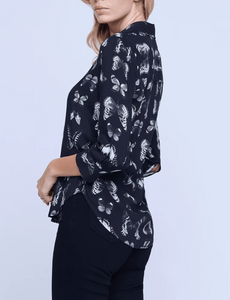 L'Agence - Camille 3/4 Sleeve Blouse - Black Vintage Butterfly