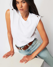 Load image into Gallery viewer, Nation LTD - Marina Muscle Tee w Shoulder Snaps - Optic White
