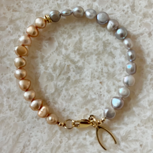 House of Olia - Pearls and Wishbone Charm Bracelet