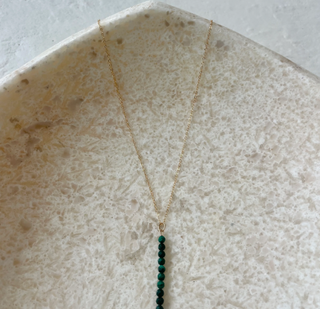 House of Olia - Malachite Vertical Bar Necklace