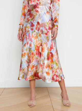 L'Agence - Clarisa Silk Skirt - Cloud Floral