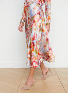 L'Agence - Clarisa Silk Skirt - Cloud Floral