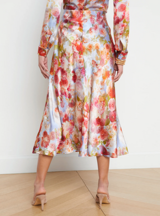 L'Agence - Clarisa Silk Skirt - Cloud Floral