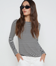 Load image into Gallery viewer, L&#39;Agence - Tess Striped Long Sleeve Top - Black/White
