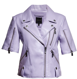 AS by DF - Nico Recycled Leather Moto Jacket - Pastel Lilac