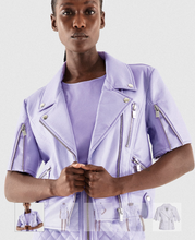 Load image into Gallery viewer, AS by DF - Nico Recycled Leather Moto Jacket - Pastel Lilac

