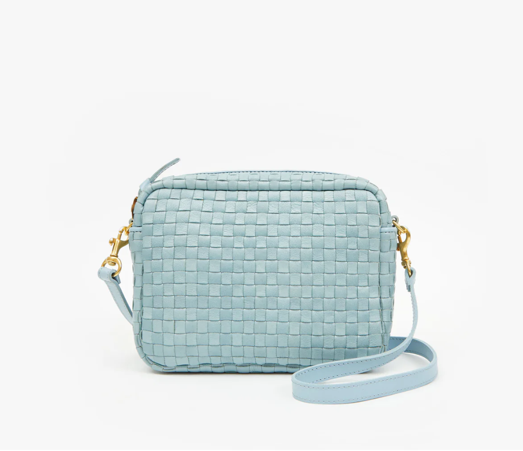 Clare V. - Midi Sac Woven Leather Handbag - Sunbleached Sky Blue