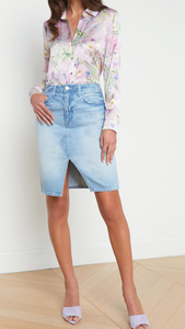 L'Agence - Tylee Knee Length Denim Skirt - Palisade