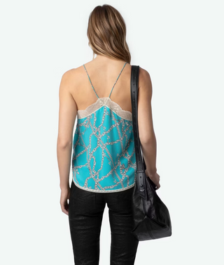 Zadig & Voltaire - Christy Silk Camisole Top - Aqua Chaines