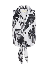 Load image into Gallery viewer, L&#39;Agence - Amos Sleeveless Tie Blouse - Black/White Palm
