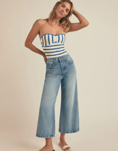 Load image into Gallery viewer, Favorite Daughter - Athena Bustier Top - French Blue/Ivory
