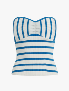 Favorite Daughter - Athena Bustier Top - French Blue/Ivory