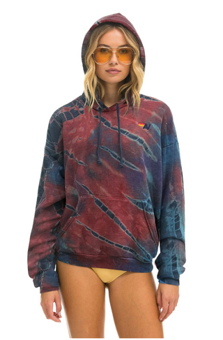 Aviator Nation - Hand Dyed Tie Dye Relaxed Pullover Hoodie - Maroon