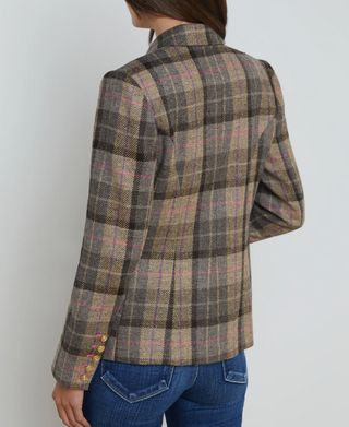 L'Agence - Kenzie Wool Blazer - Tan/Pink Plaid