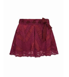 LoveShackFancy - Shayda Lace Miniskirt - Oxblood