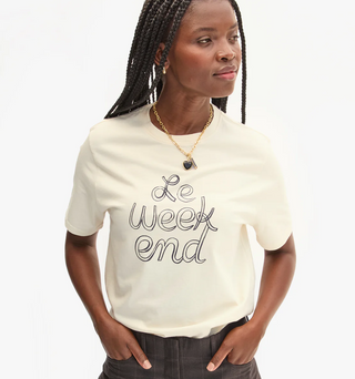 Clare V. - Le Weekend Original Tee Shirt - Cream/Navy