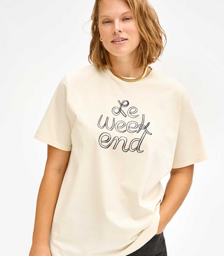 Clare V. - Le Weekend Original Tee Shirt - Cream/Navy