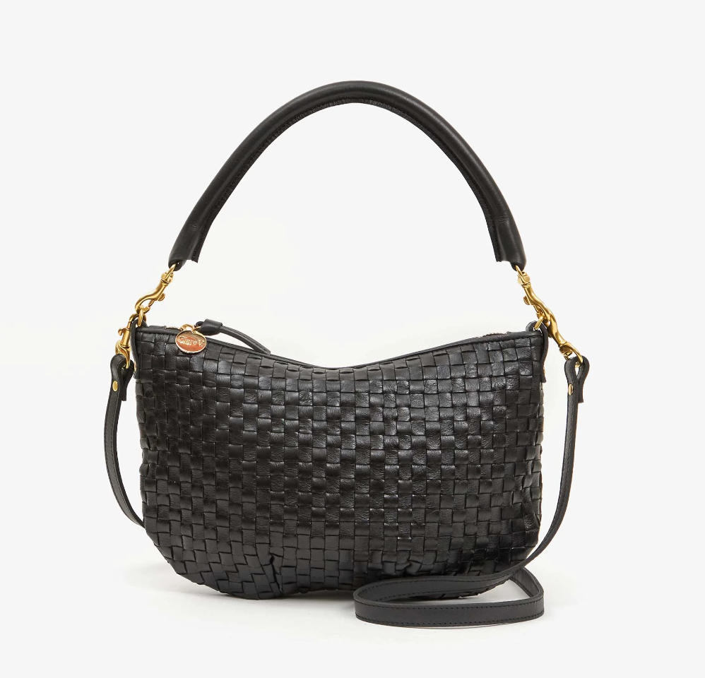 Clare V. - Petit Moyen Messenger Handbag - Black Woven Checker