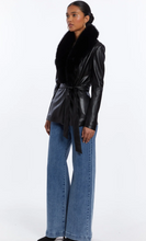 Load image into Gallery viewer, Amanda Uprichard - Lancetti Vegan Leather and Faux Fur Jacket - Black
