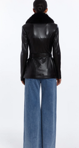 Amanda Uprichard - Lancetti Vegan Leather and Faux Fur Jacket - Black