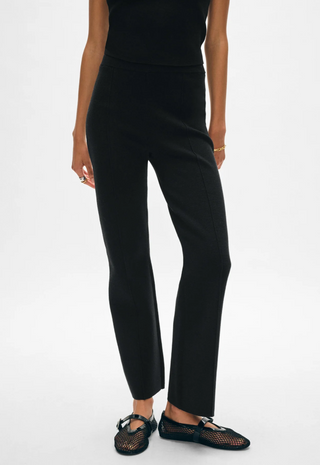 White + Warren - Superfine Organic Cotton Knit Kick Flare Pant - Black