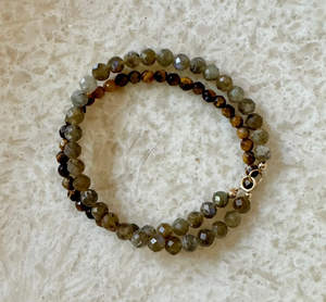 House of Olia - Dizre Tiger Eye and Labradorite Double Wrap Bracelet