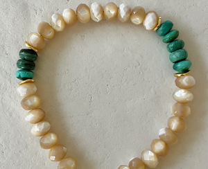 House of Olia - Mejer Chrysocolla and Mother of Pearl Bracelet