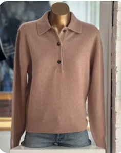 White + Warren - Cashmere Polo Sweater - Camel