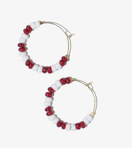 Ink + Alloy - Game Day Beaded Hoop Earrings - Red/White