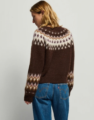 Nation LTD - Lula Fair Isle Cardigan Sweater - Coffee