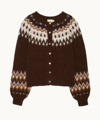 Nation LTD - Lula Fair Isle Cardigan Sweater - Coffee