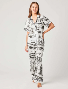 Katie Kime - Marfa Toile Pajamas Pants Set - Black/White