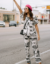 Load image into Gallery viewer, Katie Kime - Marfa Toile Pajamas Pants Set - Black/White
