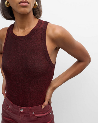 Veronica Beard - Jordyn Cropped Lurex Tank - Crimson