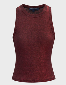 Veronica Beard - Jordyn Cropped Lurex Tank - Crimson