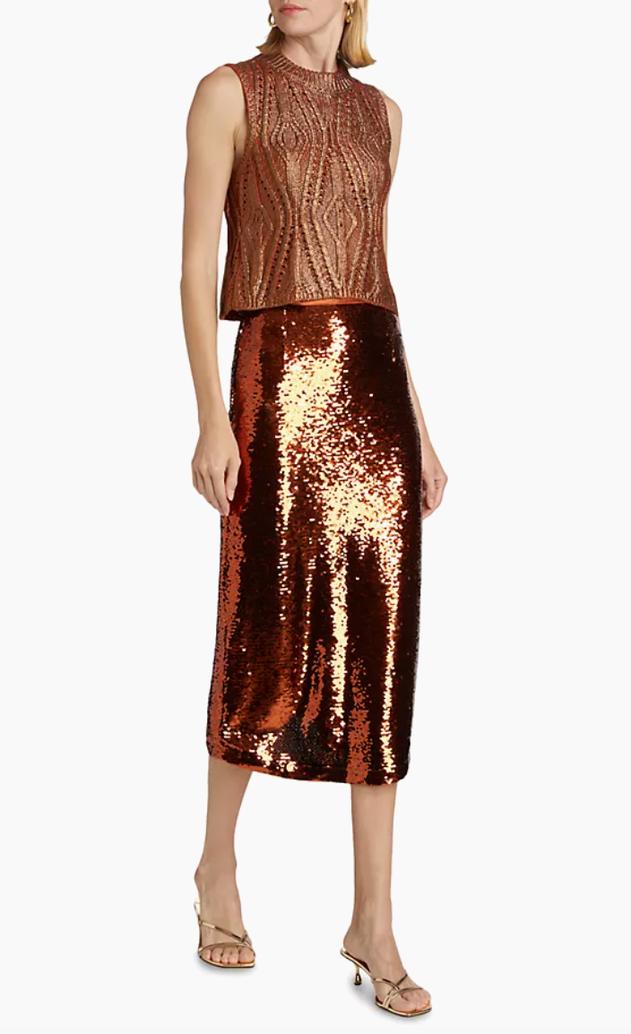 Marie Oliver - Wray Sequin Skirt - Cinnamon