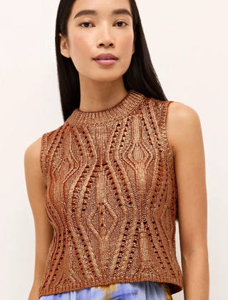 Marie Oliver - McGuire Foiled Knit Top - Copper